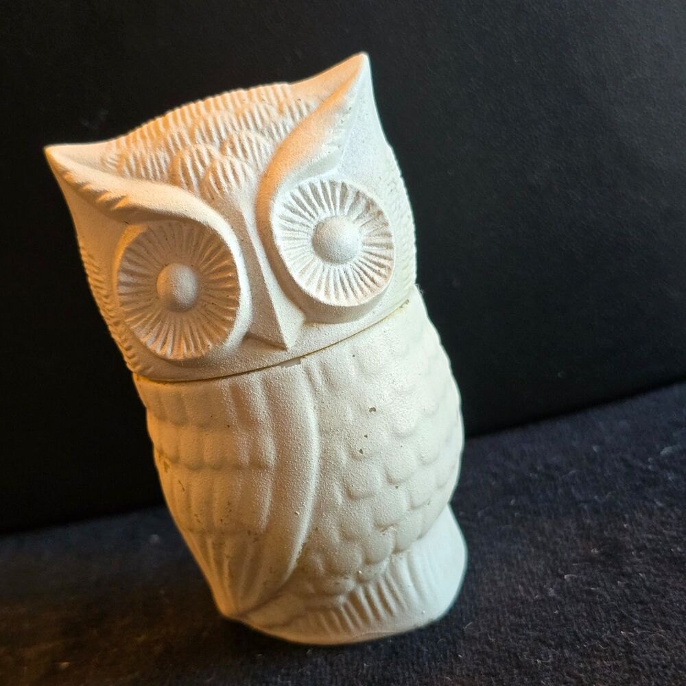 Vintage Avon milk glass owl container used for cream or perfume